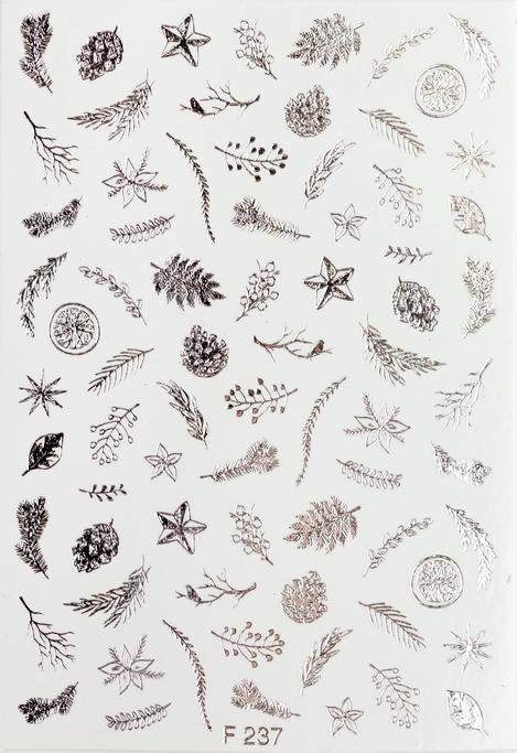 BrillBird Adesivo per unghie Silver Leafs F237 (Essiccatore smalto per unghie)