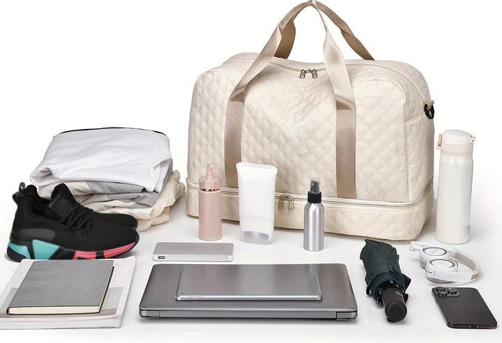 Actual product image Only-Bags.Store Lightweight Argyle Pattern Luggage Bag, Large Capacity Travel Duffle Bag, Portable Overnight