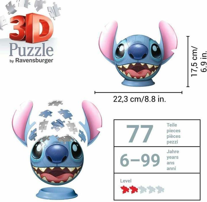 Actual product image Ravensburger Disney Stitch Puzzle Ball with Ears (72 pieces)
