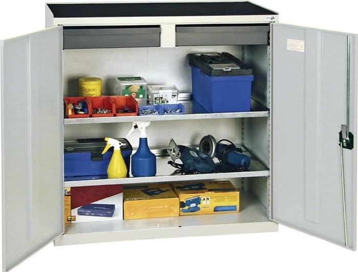 Werkzeug-/Beistellschrank H1000xB1000xT500 mm 2 Schubladen, 2 Böden lichtgrau, RAL 7035/lichtgrau... (100 cm, 100 cm)