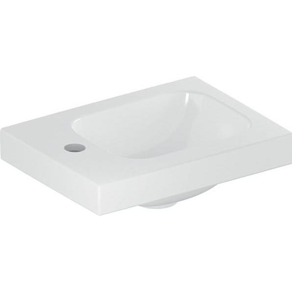 Geberit, Waschbecken, iCon Light Handwaschbecken, 38 cm x 28 cm, mit Hahnloch links, ohne Überlauf, Ablagefläche (280 mm...