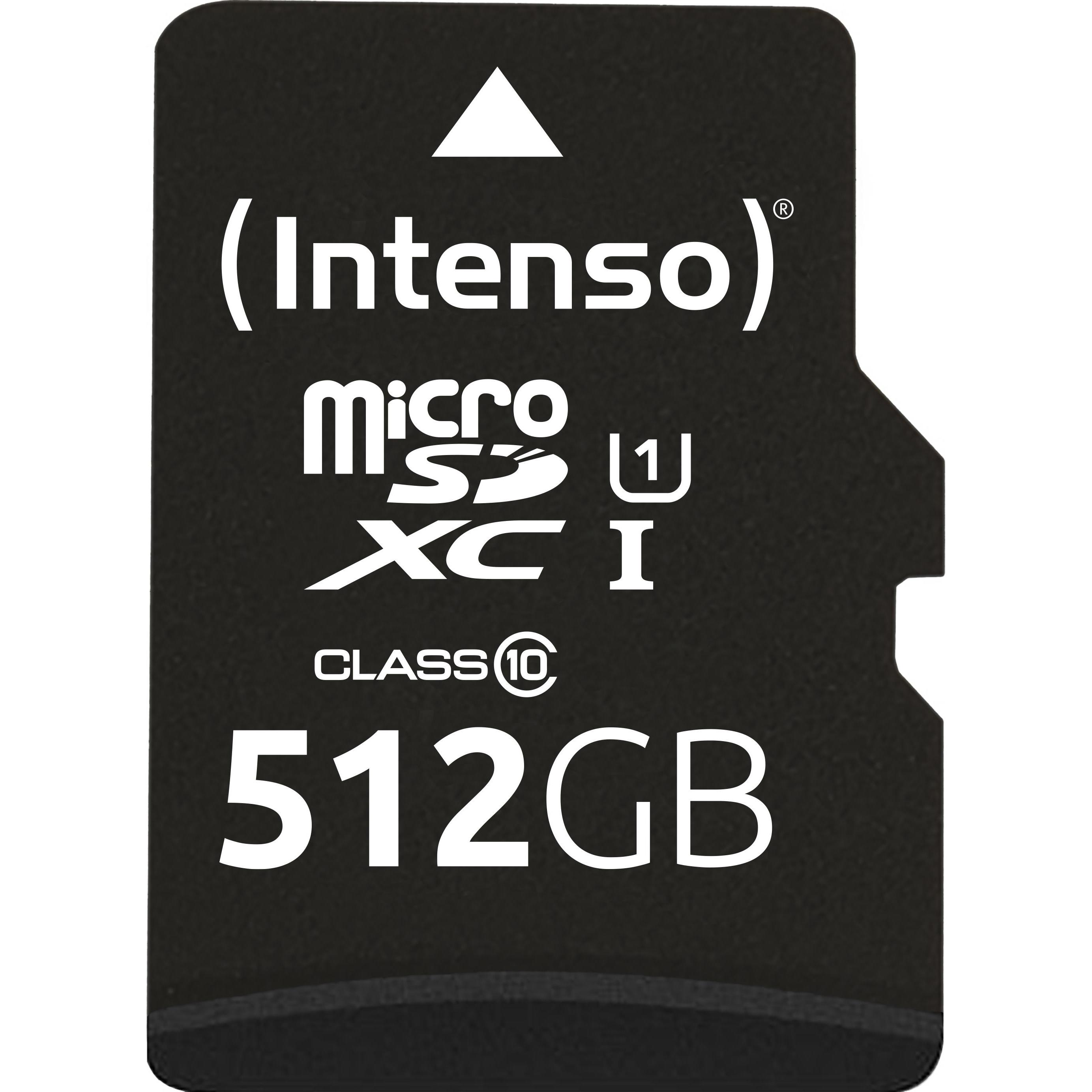 Intenso UHS-I Premium (512 GB, microSDXC, U1, UHS-I), Speicherkarte, Schwarz