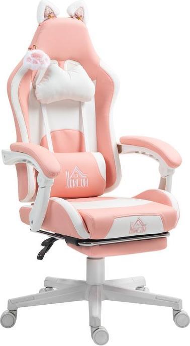 Swisshandel24 Gaming Stuhl Ergonomischer Gamer Stuhl mit Lendenwirbelstütze, Fussstütze Rosa