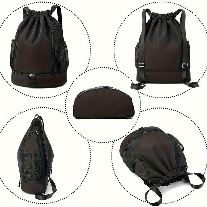Actual product image Only-Bags.Store Large capacity drawstring backpack, portable storage backpack with side mesh pockets, basketball