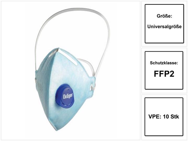 Immagine prodotto Dräger X-plore 1720 NR D V Mezza maschera 10 pezzi ( 3951084 ) FFP2 Filtrazione delle particelle (FFP2, 1 x)