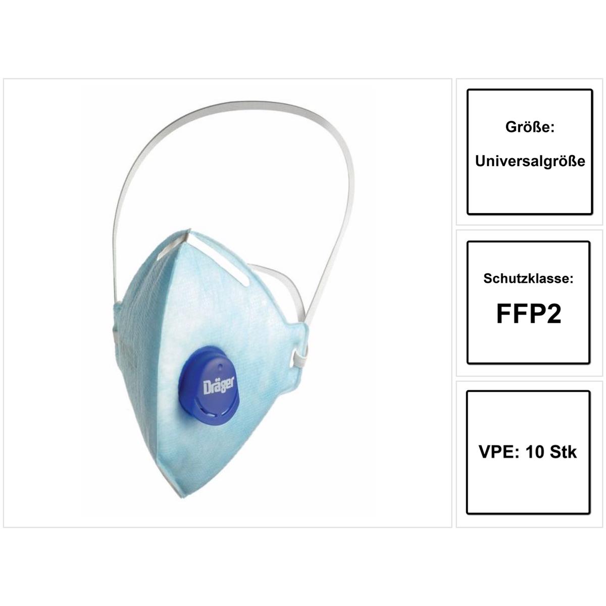 Dräger, Atemschutzmaske, X-plore 1720 NR D V Halbmaske 10 Stück ( 3951084 ) FFP2 Partikelfiltrierend Universalgrösse mi ...