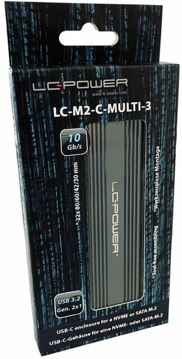 Immagine prodotto LC-Power M.2 LC-M2-C-MULTI-3 USB3.2 M.2 SSD Enclosure (NVMe & SATA)