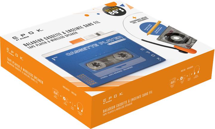 Bigben Tragbarer Kassettenspieler mit Bluetooth (inkl. Bleistift und C60 Kassette)