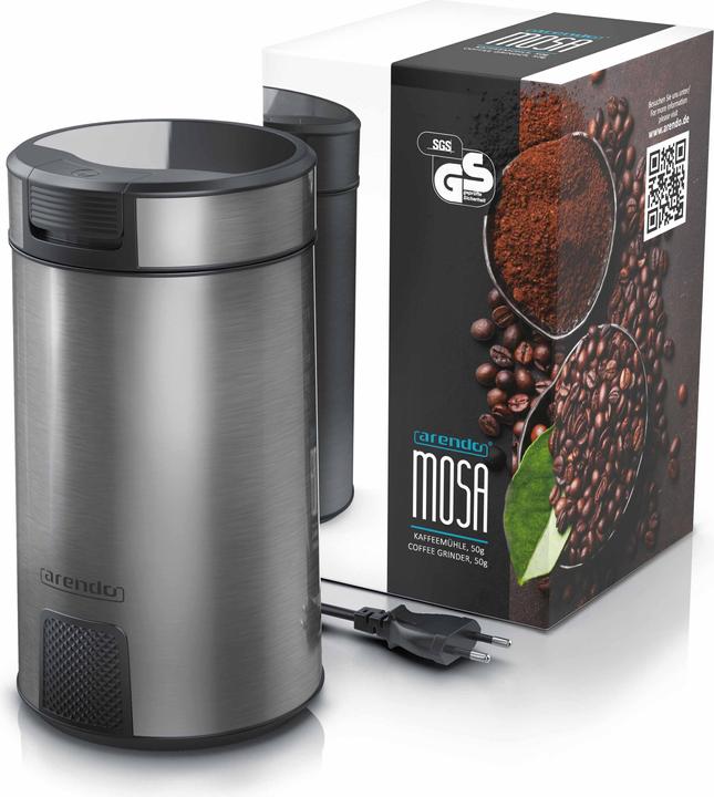 Immagine prodotto Arendo Macinacaffè elettrico in acciaio inox, macinacaffè per spezie, lama in acciaio inox