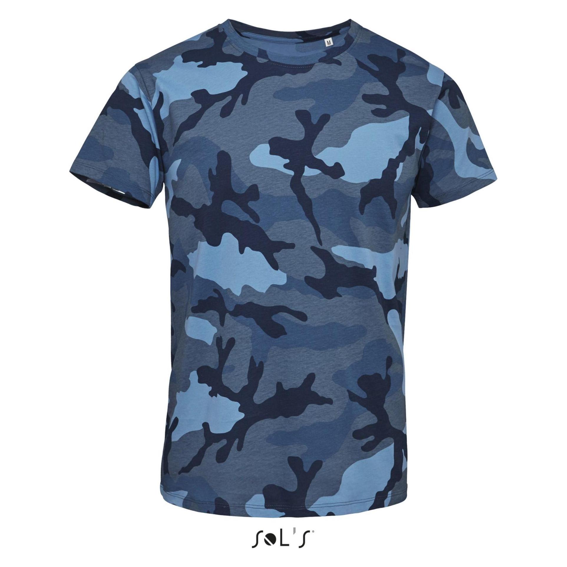 Sol's, Herren, Shirts, Camo, Blau, (Xxl)