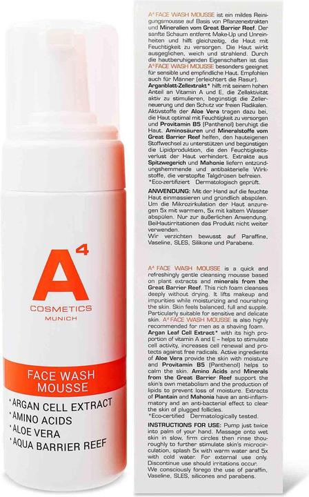 Actual product image A4 Health and Beauty Face Wash Mousse (Cleansing mousse, 150 ml)