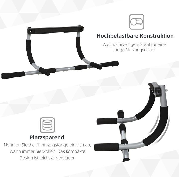 Produktbild Homcom Klimmzugstange, Trainings Halterung, Stahl, Schaumstoff, Schwarz+Grau, 92x40x17cm