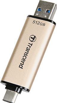 Actual product image Transcend JetFlash 930C USB flash drive 512 GB USB Type-A / USB Type-C 3.2 Gen 1 (3.1 Gen 1) Gold (512 GB, USB-A, USB-C)