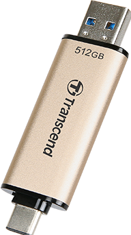 Actual product image Transcend JetFlash 930C USB flash drive 512 GB USB Type-A / USB Type-C 3.2 Gen 1 (3.1 Gen 1) Gold (512 GB, USB-C, USB-A, USB 3.2)