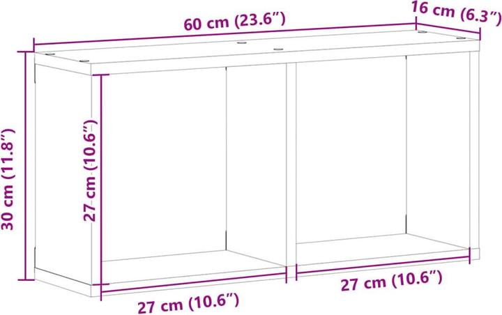 Actual product image vidaXL Wall cabinet (60 x 16 x 30 cm)