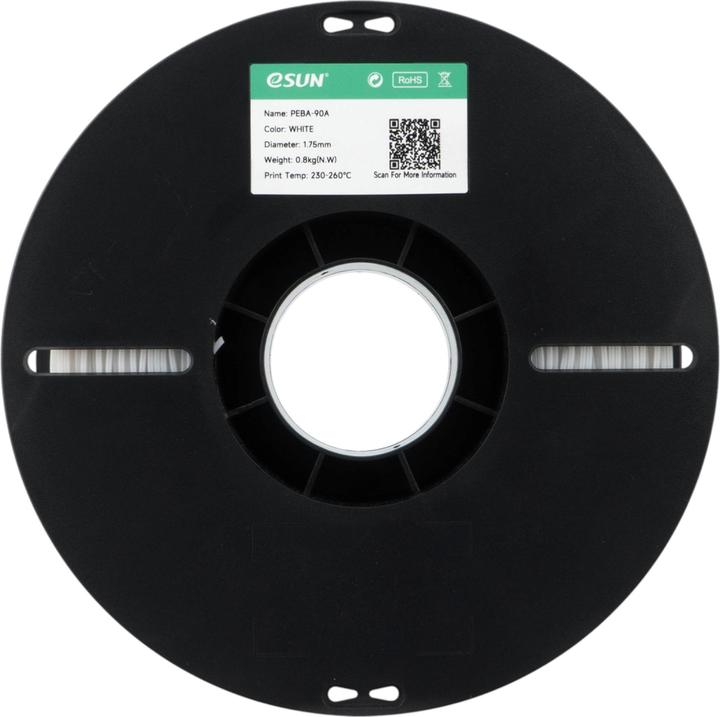 Produktbild eSUN Filament PEBA 90A Weiss 1.75 mm 1 kg (PEBA, 1.75 mm, 1000 g)