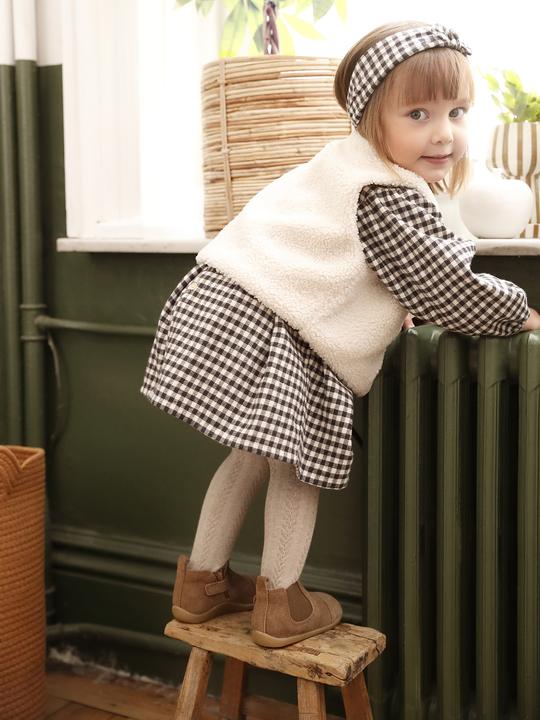 Immagine prodotto Vertbaudet Mädchen Baby-Set: Kariertes Kleid, Weste & Haarband (92)