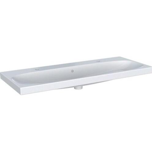 Geberit, Waschbecken, Acanto Waschtisch, 2 Hahnlöcher, mit Überlauf, 1200x480 mm (1230 mm, 195 mm)
