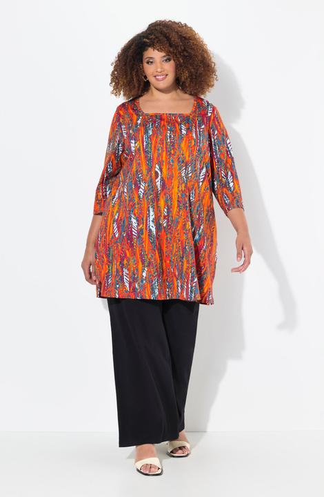 Produktbild Ulla Popken Longshirt, A-Linie, Carree-Ausschnitt, 3/4-Arm (56)