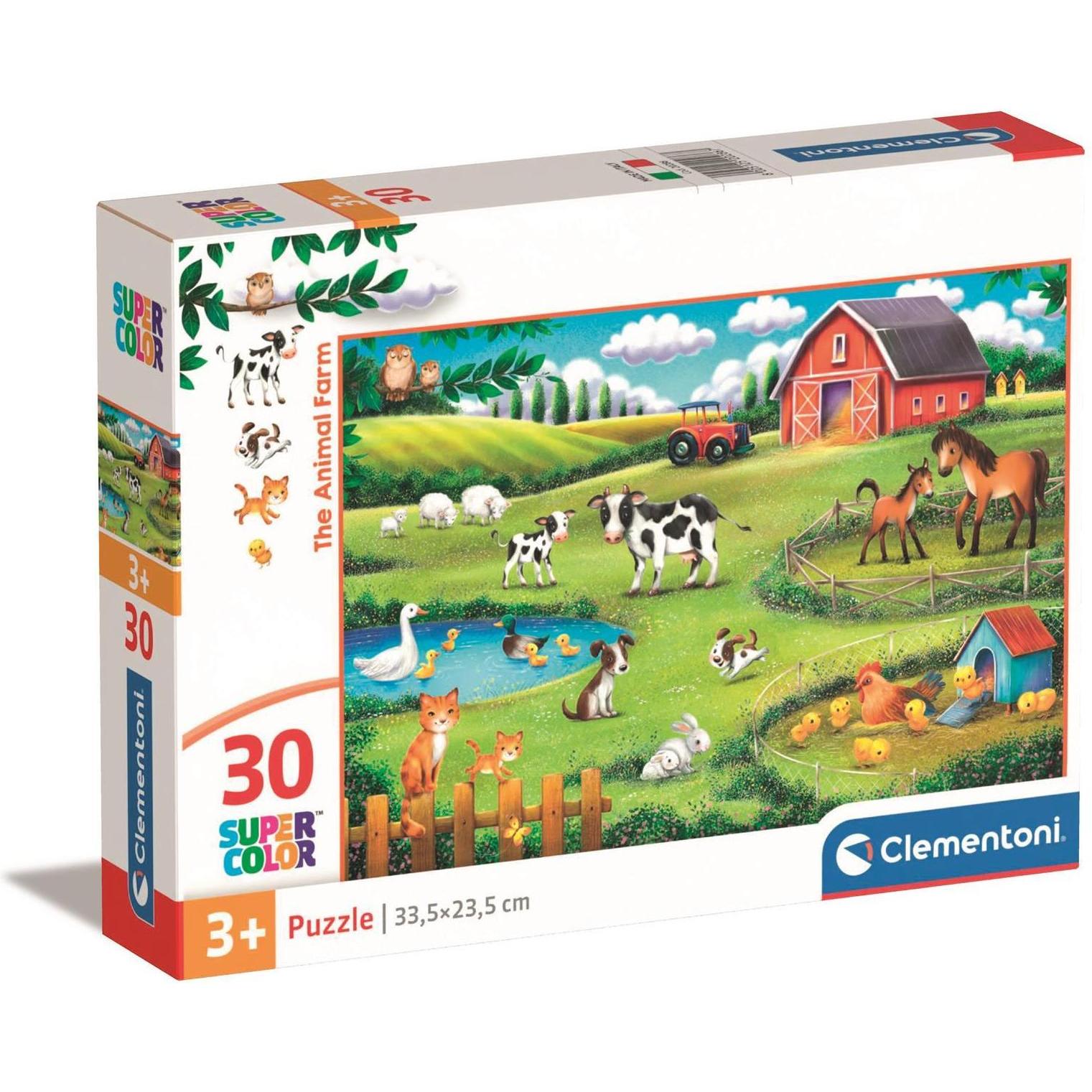 Clementoni Multicolore Puzzle Super Colour La Fattoria Degli Animali, 30 Pezzi. (30 Pezzi)
