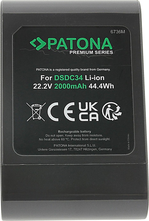 Image du produit Patona Batterie de rechange pour Dyson DC31 DC34 DC35 DC43 DC56 DC57 remplace 917083-01