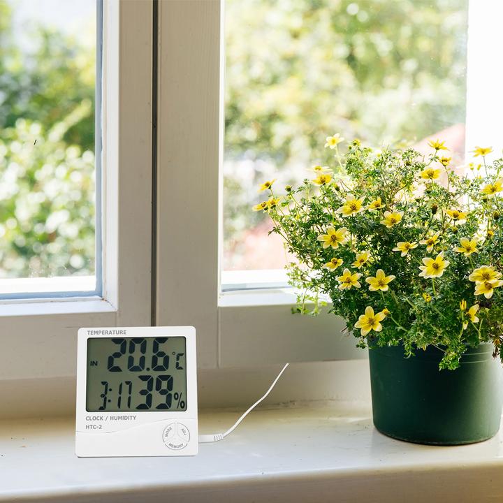 Produktbild Casativo 2er-Set Digitales Hygrometer und Thermometer mit Aussenfühler, Uhr und Wecker
