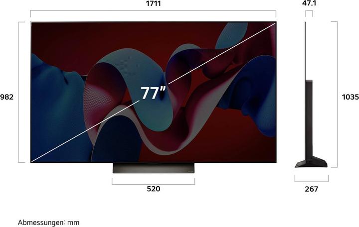 Produktbild LG OLED77C47LA 195cm 77" 4K OLED Smart TV Fernseher (77", C4, OLED, 4K, 2024)