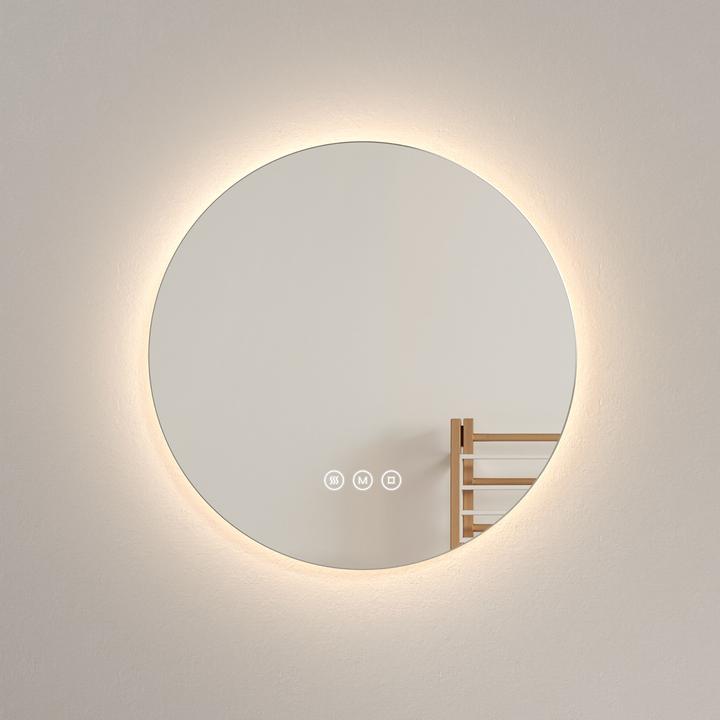 Produktbild Emke Badspiegel mit Beleuchtung Φ50cm,Beschlagfrei, 3 Farbtemperaturen(3000K-6500K) und dimmbaren