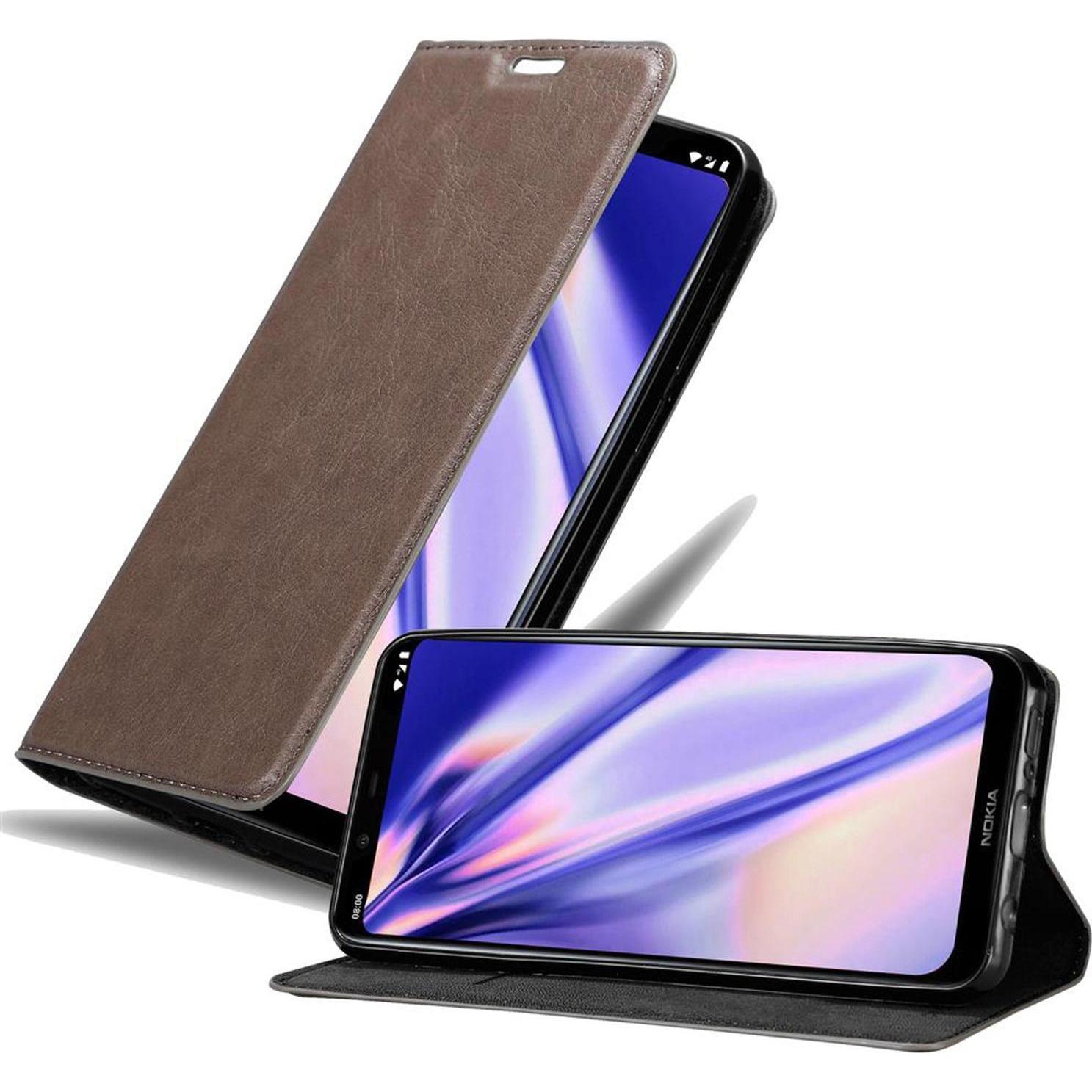 Cadorabo Book Invisible Magnet Cover (Nokia 8.1), Smartphone Hülle, Braun