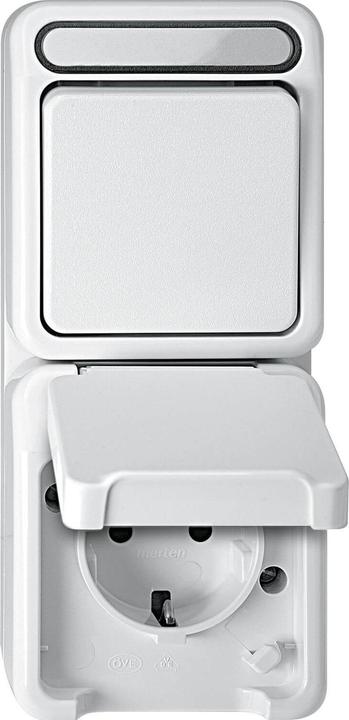 Produktbild Schneider Electric 1 Stück Komplett Schalter/Steckdosen Kombination AQUASTAR Polarweiss 4074998