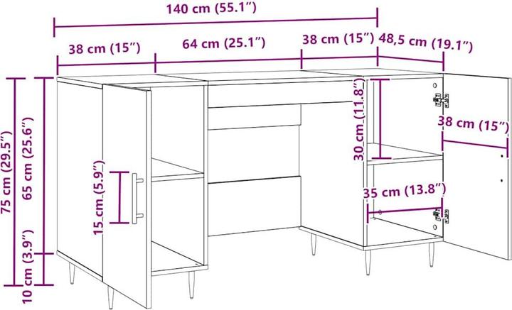 Produktbild VidaXL Chefschreibtisch (140 x 50 x 75 cm)