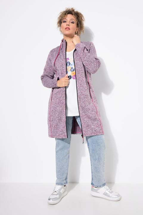 Produktbild Ulla Popken Strickfleecejacke, Stehkragen, längerer Schnitt, Zipptaschen (42, 44)