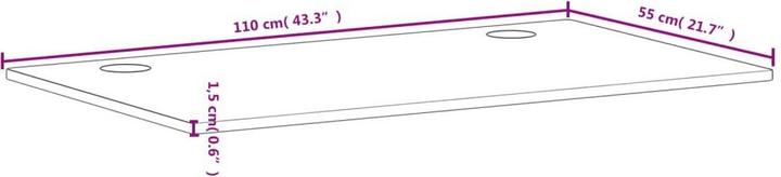 Actual product image vidaXL Schreibtischplatte 110x55x1,5 cm Massivholz Buche,Material (55 x 110 cm)