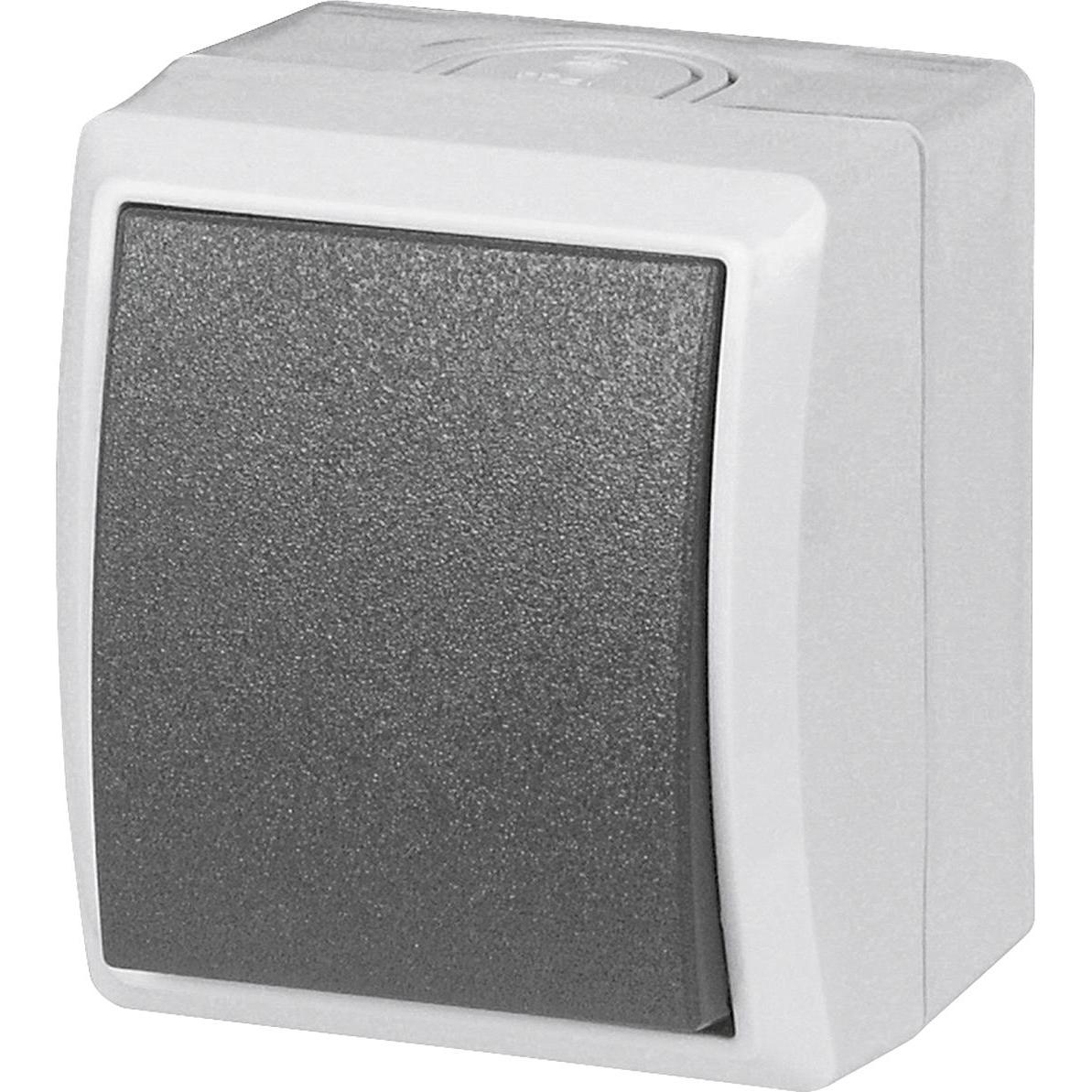 REV, Steckdose, Komplett Schutzkontakt-Steckdose mit Klappdeckel AquaForm Hellgrau 0511581777