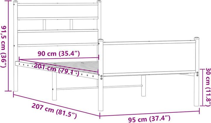 Produktbild vidaXL Bettgestell (90 x 200 cm)