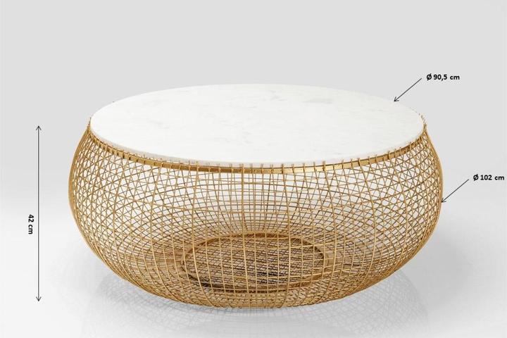 Image du produit Kare Design Table basse Cesta Marble doré Ø100cm (102 x 102 x 42 cm)