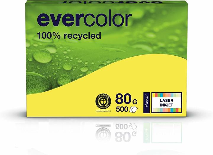 Produktbild Clairefontaine Recyclingpapier Evercolor gelb DIN A4 80 g/qm 500 Blatt (80 g/m², 500 x, A4)