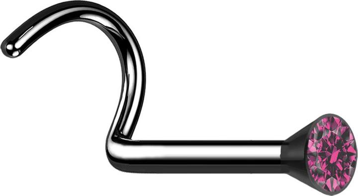 Actual product image Star Piercing Nasenstecker gebogen schwarz mit Kristall pink (without brass, Titanium)