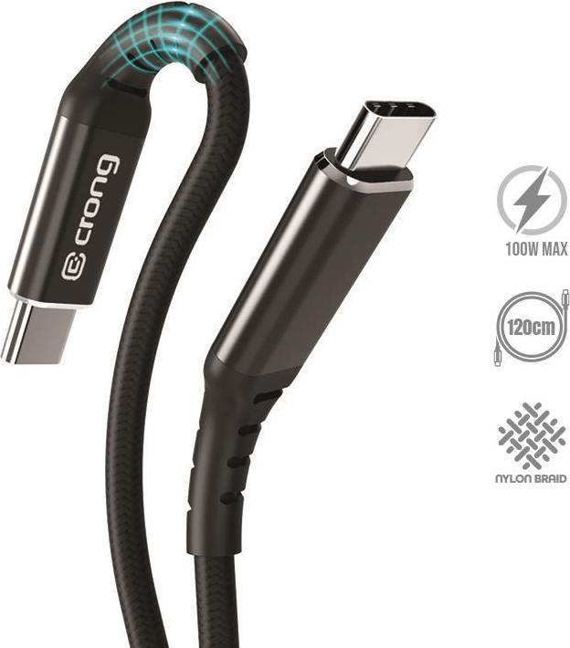 Actual product image Crong USB cable USB-C - USB-C 1.2 m Black (CRG567) (1.20 m, 100 W)