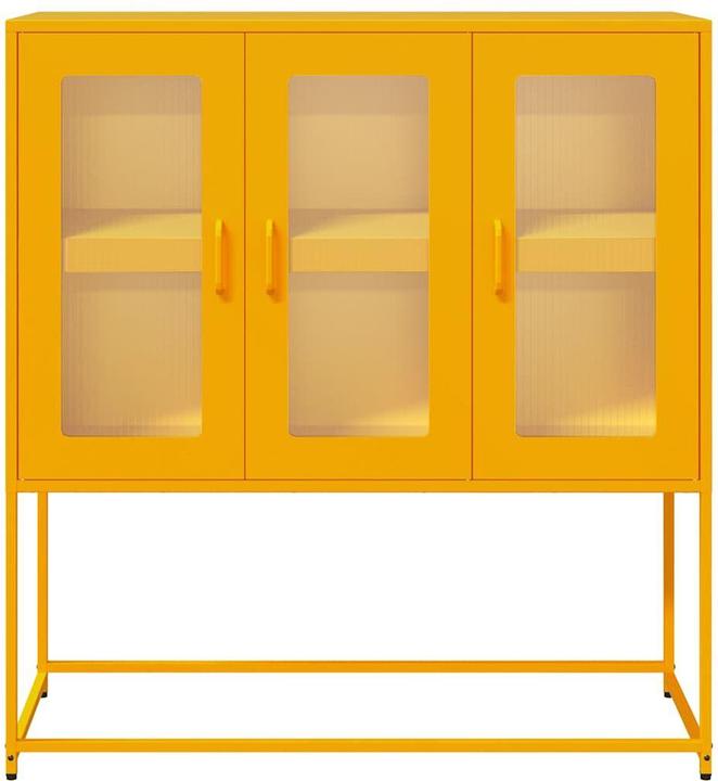 Actual product image vidaXL Sideboard mustard yellow 100.5x39x107 cm Cold-rolled steel chest of drawers Cabinet (100.5 x 39 x 107 cm)