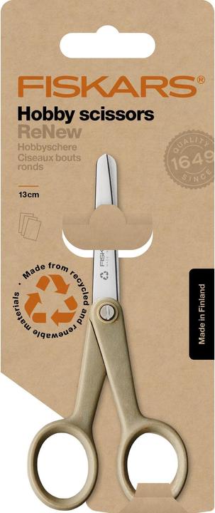 Fiskars ReNew Hobbyschere Länge: 13 cm Recycelter Edelstahl/Kunststoff (13 cm)