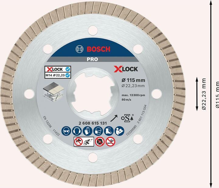 Produktbild Bosch Professional Zubehör PRO Ceramic X-Lock Diamanttrennscheibe, 115 x 22,23 mm, 22,23 mm