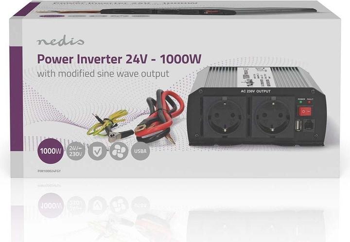 Immagine prodotto Nedis Inverter di potenza a onde sinusoidali modificate - Tensione di ingresso: 24 V DC - Connessione di
