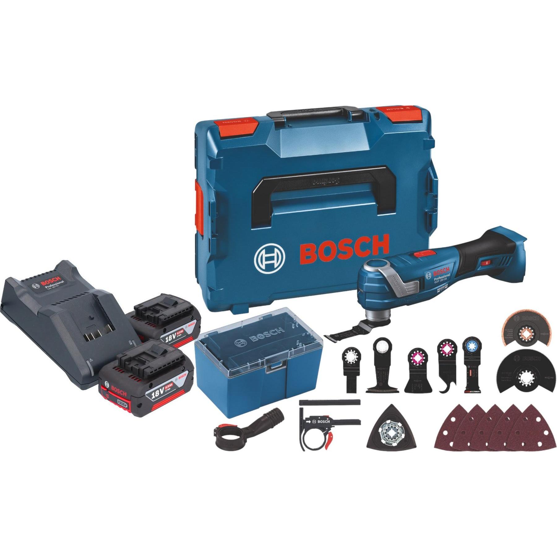 Bosch Professional, Multifunktionswerkzeug, Bosch GOP 18V-34 Professional Akku Multi Cutter 18 V Starlock Plus + 2x Akku...