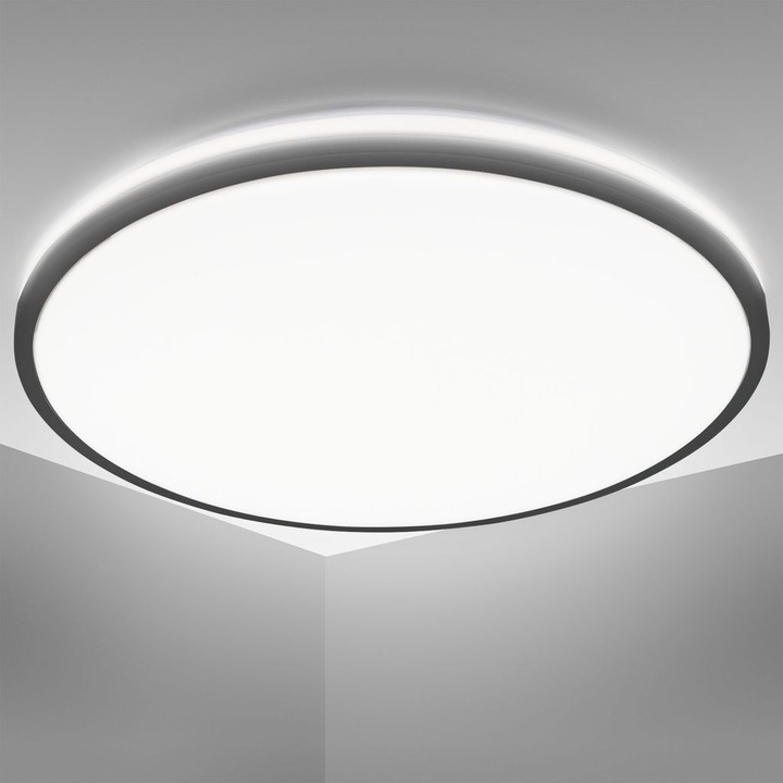 B.K.Licht LED Deckenleuchte mit Backlighteffekt, schwarz, 1xLED/24W (3000 lm)