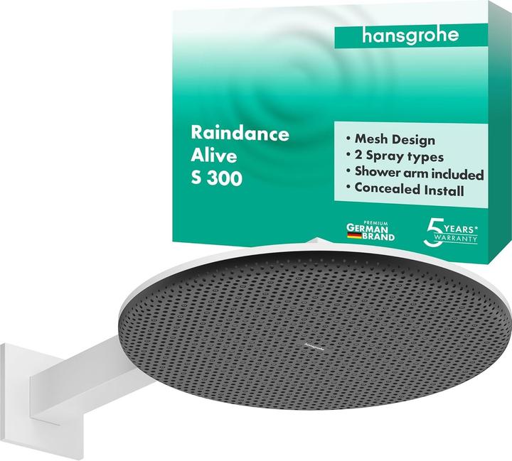 Produktbild hansgrohe Hoofddouche mit Regendusche und Anti-Kalk-Funktion für Wandmontage (2 Strahlarten, 10.10 l/min)