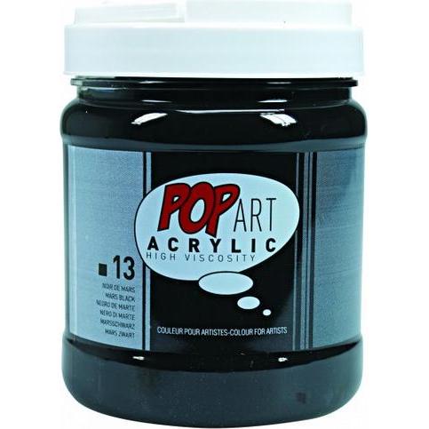 Pebeo, Künstlerfarbe + Bastelfarbe, Pop Art Acrylics Studienfarben (Marsschwarz, 700 ml)