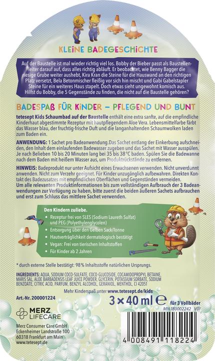 Actual product image Tetesept Kids Schaumbad Wimmelbaustelle (120 ml, Bubble bath)