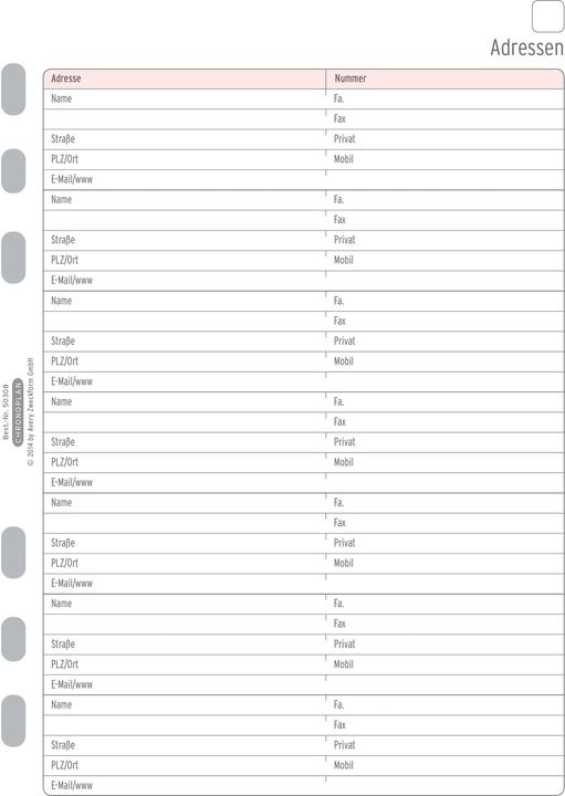 Immagine prodotto Chronoplan Scheda indirizzi (A5, 1 mese / 1 pagina)