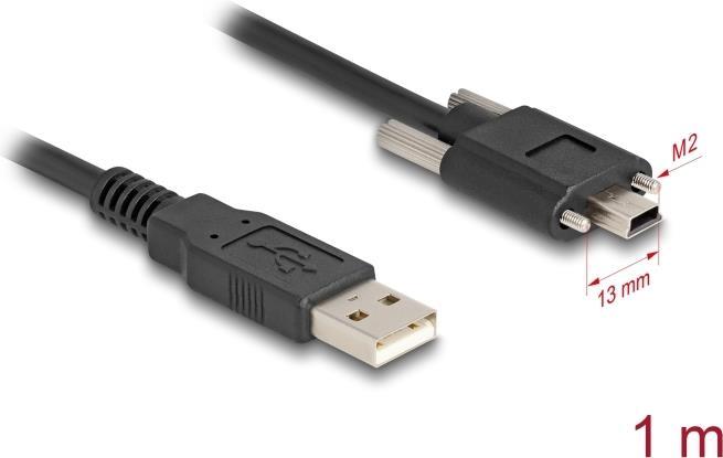 Actual product image Delock USB 2.0 cable type A plug to type mini-B plug with (1 m, USB 2.0)